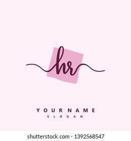 Initial HR handwriting logo template vector