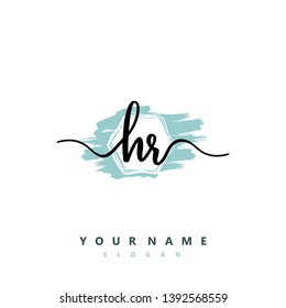Initial HR handwriting logo template vector