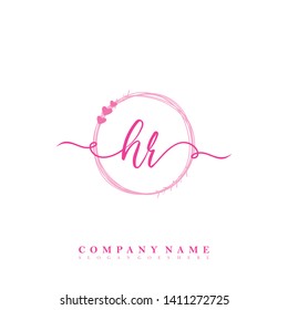 Initial HR handwriting logo template vector