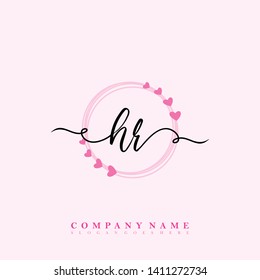 Initial HR handwriting logo template vector