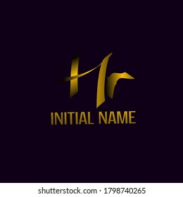 Initial Hr handwriting logo template vector