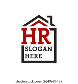 Logotipo inicial de la casa HR para Roofing. Letra HR Inmobiliaria Logo