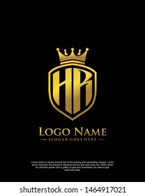 initial HR letter with shield style logo template vector