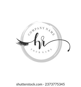 Initial HR monogram eye and eyelash handwriting