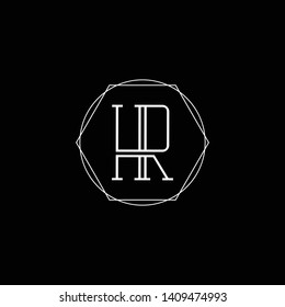 Initial HR UR letter logo design in black background