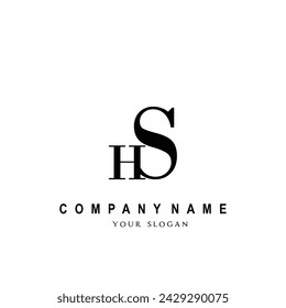 Inicial HS carta marca invitación título logotipo de moda