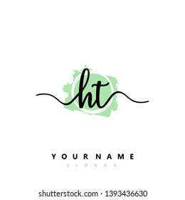 Initial HT handwriting logo template vector
