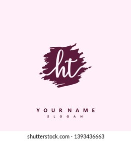 Initial HT handwriting logo template vector