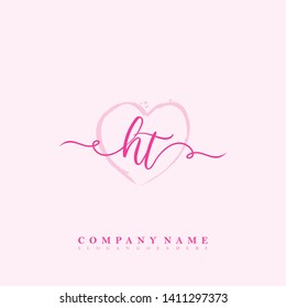 Initial HT handwriting logo template vector