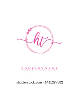 Initial HT handwriting logo template vector
