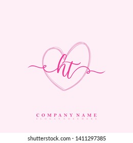 Initial HT handwriting logo template vector