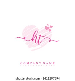 Initial HT handwriting logo template vector