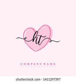 Initial HT handwriting logo template vector