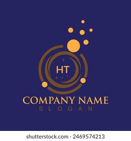 Diseño inicial del logotipo de la letra de HT con el símbolo cuadrado creativo