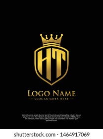 initial HT letter with shield style logo template vector