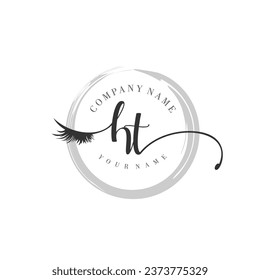 Initial HT monogram eye and eyelash handwriting