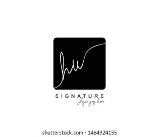 Initial HU beauty monogram and elegant logo design, handwriting logo of initial signature, wedding, fashion, floral and botanical with creative template.