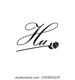 Initial HU handwriting flower typography ornament modern