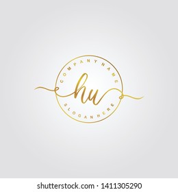 Initial HU handwriting logo template vector