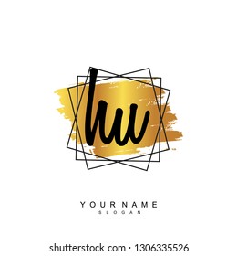 Initial HU handwriting logo vector
