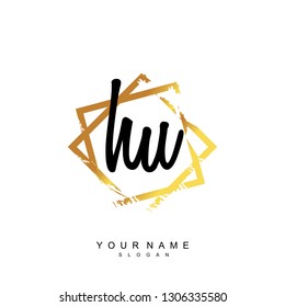 Initial HU handwriting logo vector