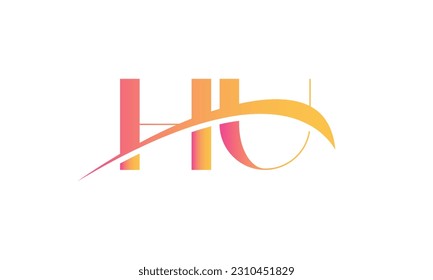 Initial HU letter Logo With Swoosh Design Graphic Vector Template for Business and Company Identity.