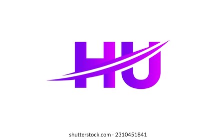 Logotipo de letra HU inicial con plantilla de vectores gráficos de diseño Swoosh para identidad de empresa y empresa.