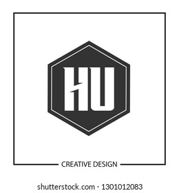 Initial HU Letter Logo Template Design