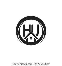 Initial HU letter Real Estate Business logo Design Vector Template