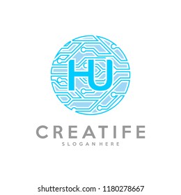 Initial HU logo concepts template vector. Data technology concepts.