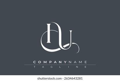 Initial HU Logo Design Vector. Elegant Monogram Logo Design with Decorative Elements and Typography