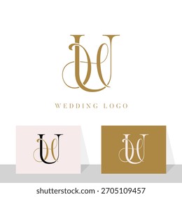 Initial HU UH letter wedding monogram logo