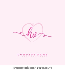 Initial HV handwriting logo template vector