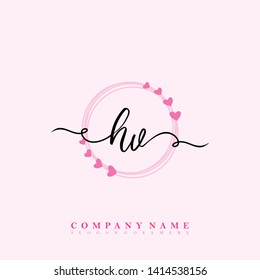 Initial HV handwriting logo template vector