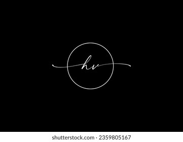 Diseño del logotipo de la carta HV inicial y logotipo de monograma