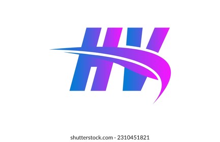 Initial HV letter Logo With Swoosh Design Graphic Vector Template for Business and Company Identity.