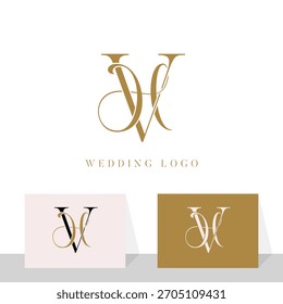 Logotipo inicial del monograma de la boda de la letra de HV VH
