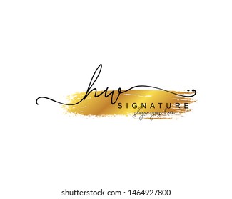 Initial HW beauty monogram and elegant logo design, handwriting logo of initial signature, wedding, fashion, floral and botanical with creative template.