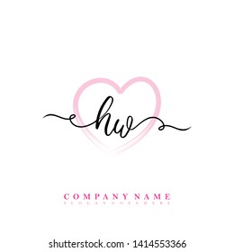 Initial HW handwriting logo template vector