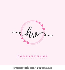 Initial HW handwriting logo template vector