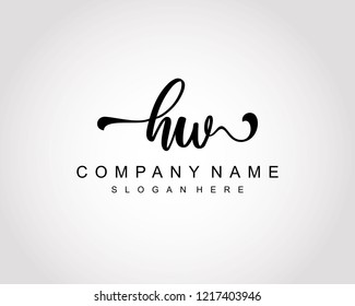 Initial HW Handwriting Logo Vector