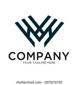 initial HW, hexagon modern abstract element icon logo design.