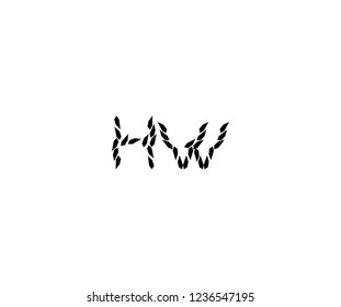 Initial HW Letter Abstract Shape Geometric Monogram Crystal Logotype