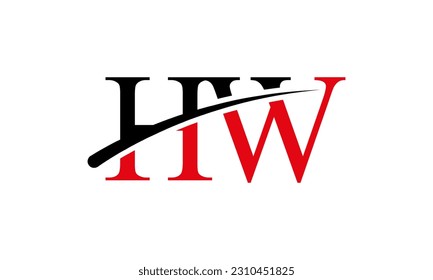 Initial HW letter Logo With Swoosh Design Graphic Vector Template for Business and Company Identity.