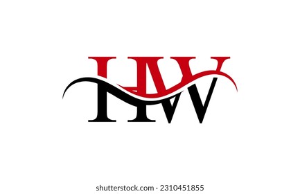 Initial HW letter Logo With Swoosh Design Graphic Vector Template for Business and Company Identity.