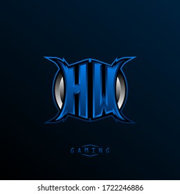 Diseño inicial del logotipo HW, Diseño inicial del logotipo HW con estilo Cool, Logotipo para juegos, deportes, juegos iniciales, comunidad o negocio.
