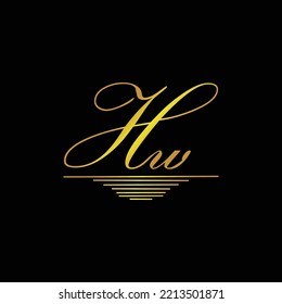 Marca inicial del logotipo de HW elegante elemento dorado