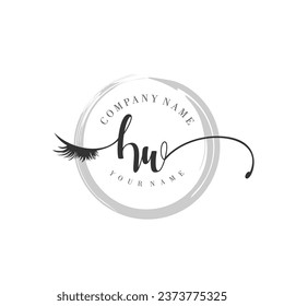 Escritura manuscrita inicial en monograma de HW para ojos y ojos
