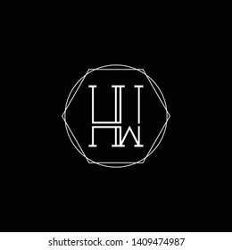 Initial HW UW letter logo design in black background