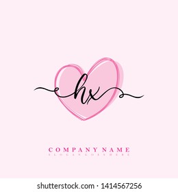 Initial HX handwriting logo template vector